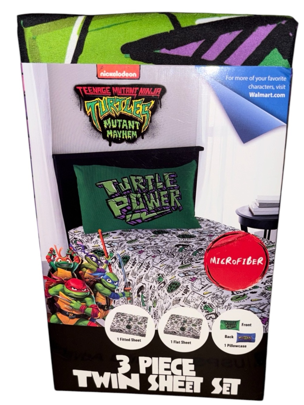 Teenage Mutant Ninja Turtles Kids 3-Piece Twin Sheet Set,Microfiber, Nickelodeon